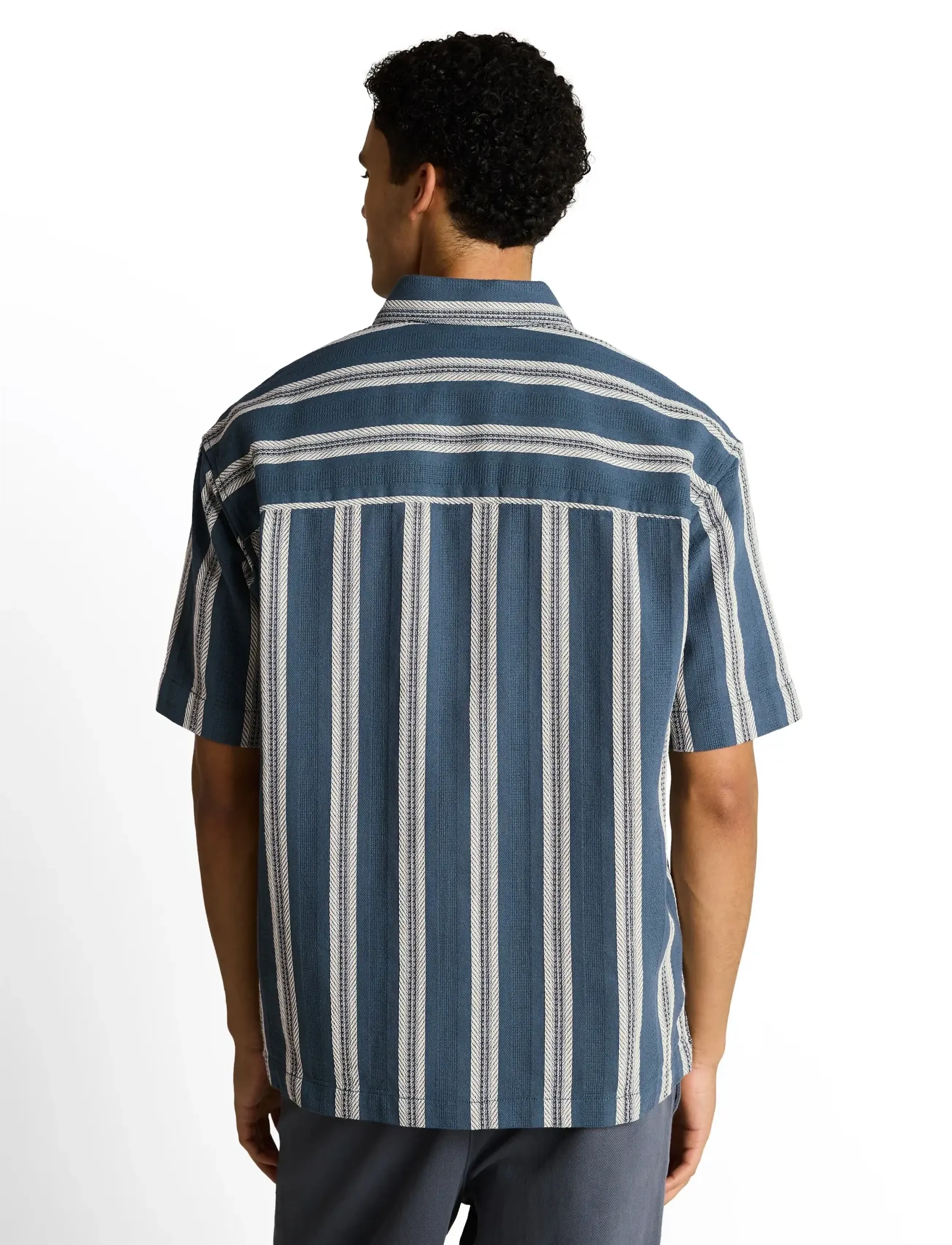 Tom Tailor - loose heavy structured striped shir - randiga skjortor - tide petrol big stripe - 2