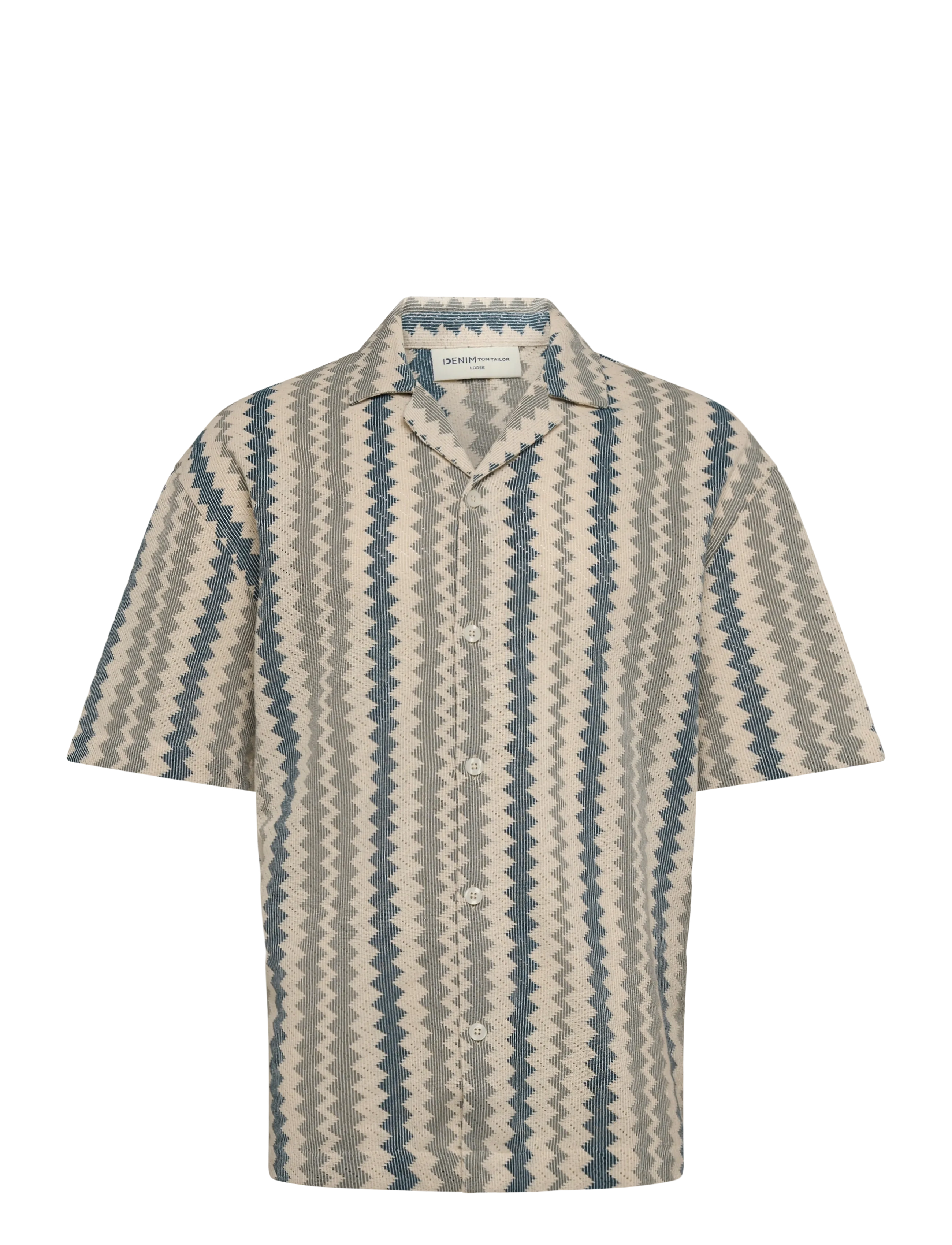 TOM TAILOR Loose Textured Crochet Resort Shirt Grün - L - Herren