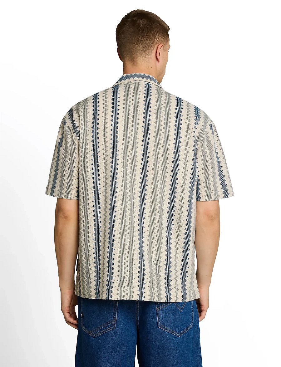 Tom Tailor - loose textured crochet resort shirt - vabaajasärgid - green white zick zack stripe - 2