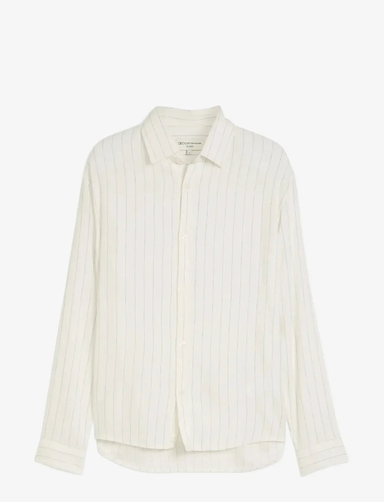Tom Tailor - relaxed striped shirt - stribede skjorter - wool white stripe - 1