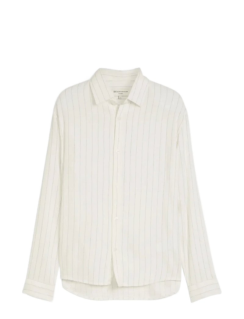 Tom Tailor - relaxed striped shirt - stribede skjorter - wool white stripe - 1