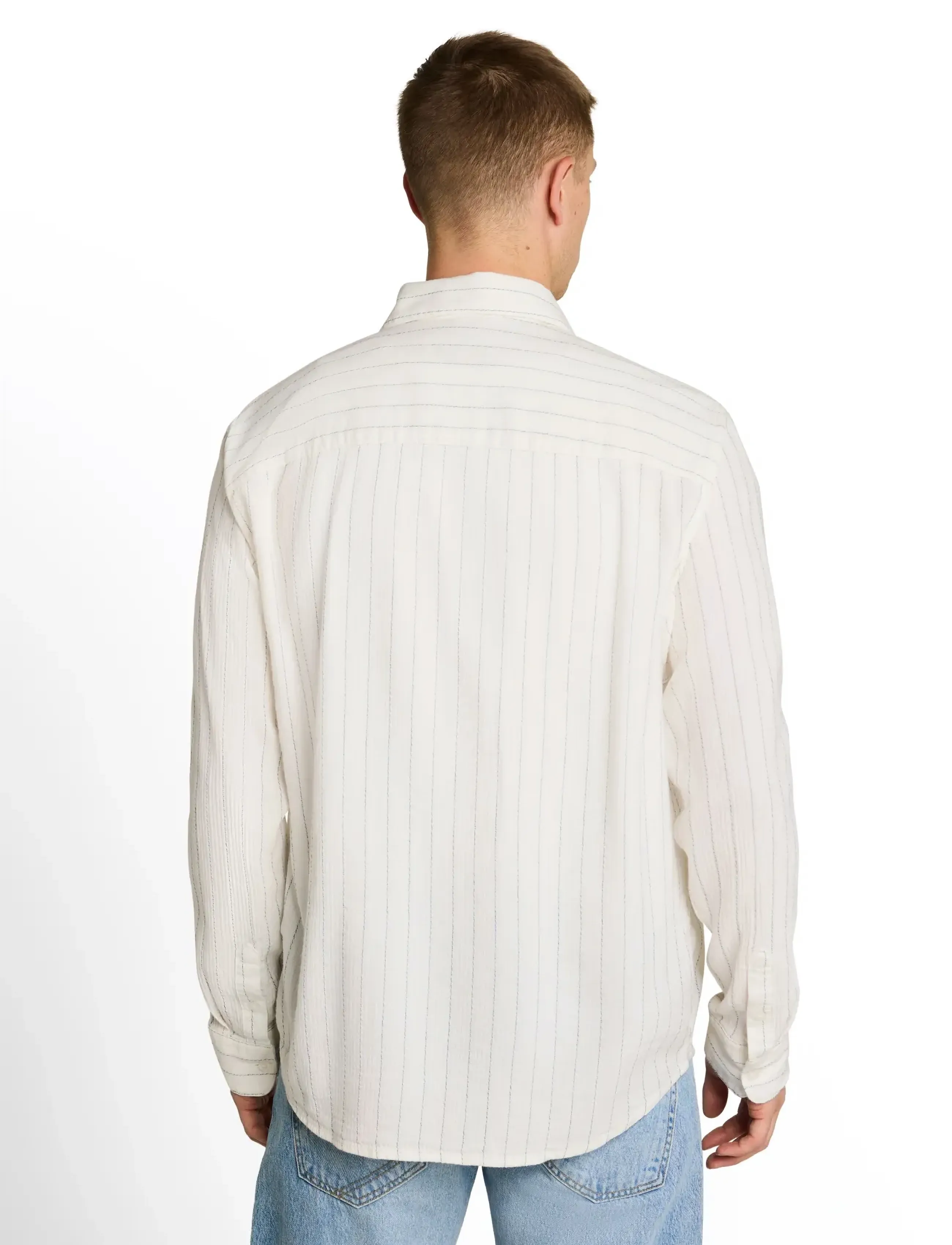 Tom Tailor - relaxed striped shirt - gestreifte hemden - wool white stripe - 2
