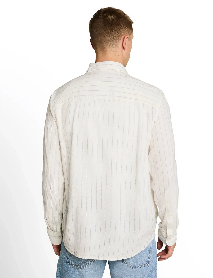 Tom Tailor - relaxed striped shirt - gestreifte hemden - wool white stripe - 2