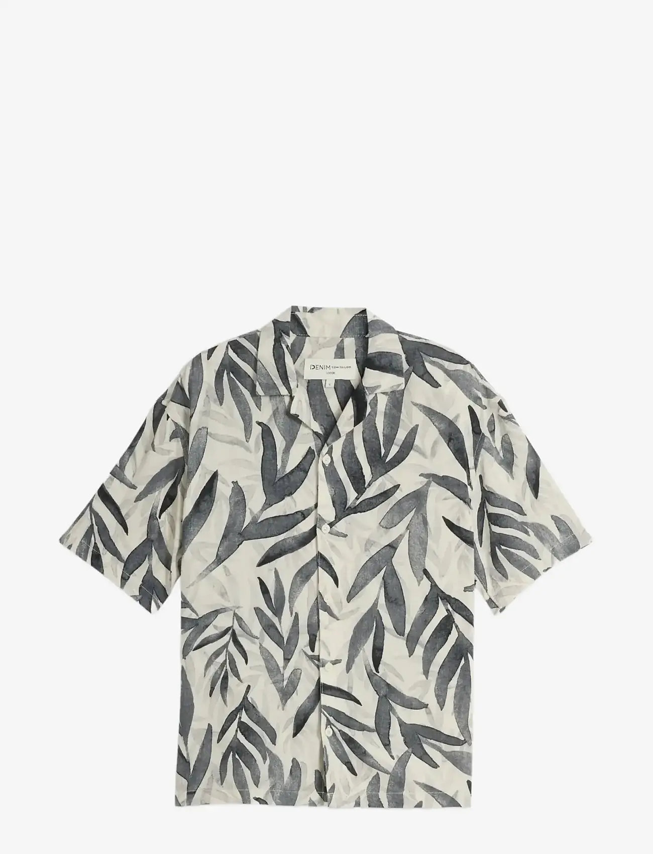 Tom Tailor - loose viscose cotton resort shirt - hemden mit muster - white black watery leaf print - 1