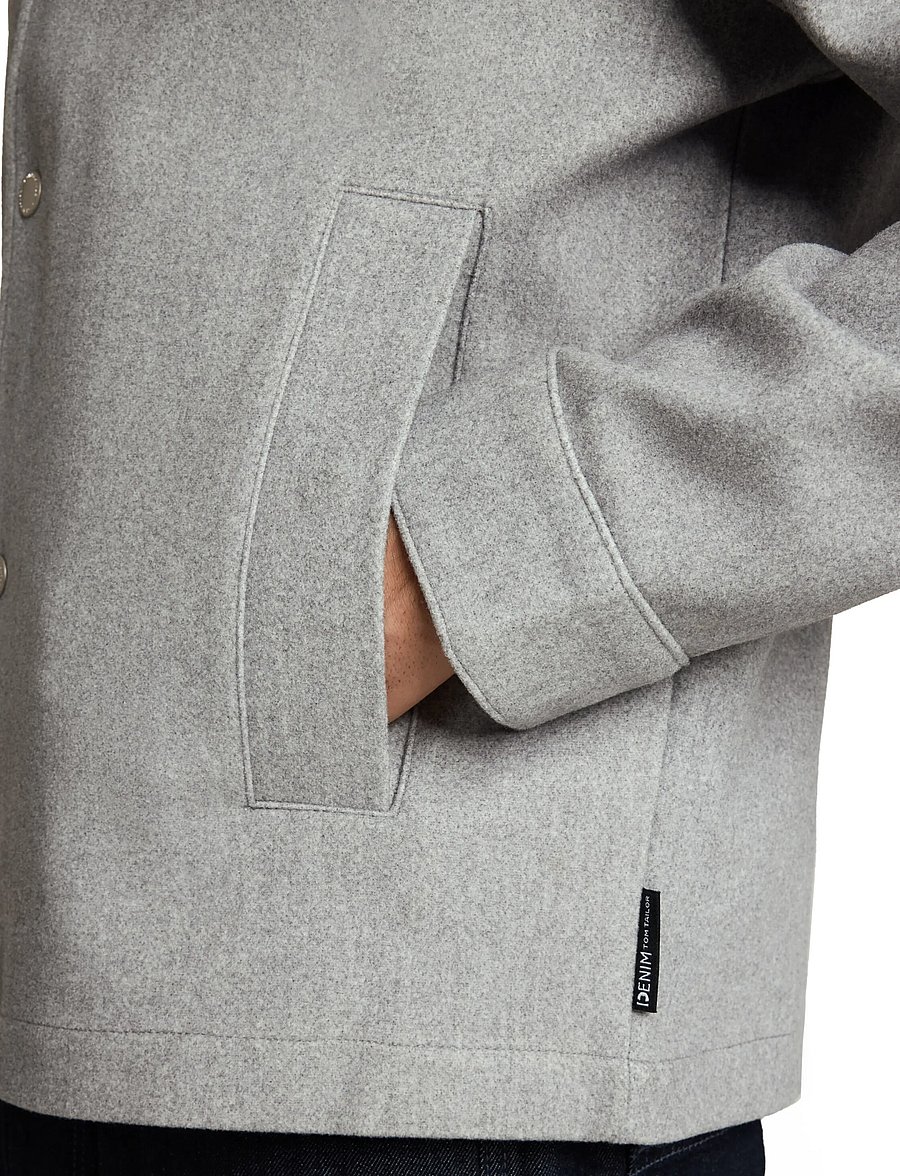 Tom Tailor - wool optic shacket - hübriidjoped - medium silver grey melange - 5
