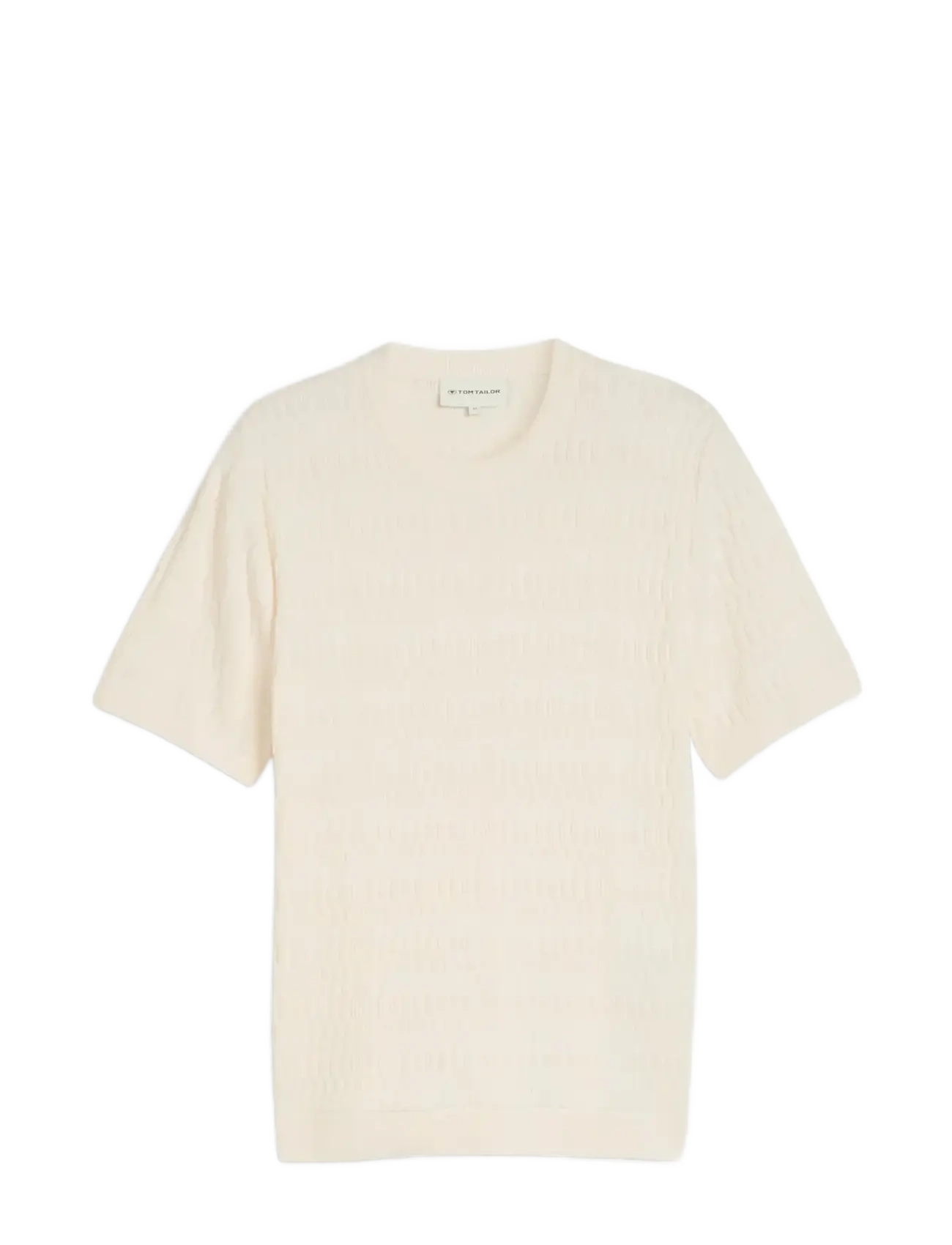 TOM TAILOR Knit T-Shirt With Rib Structure Cream - M - Herren