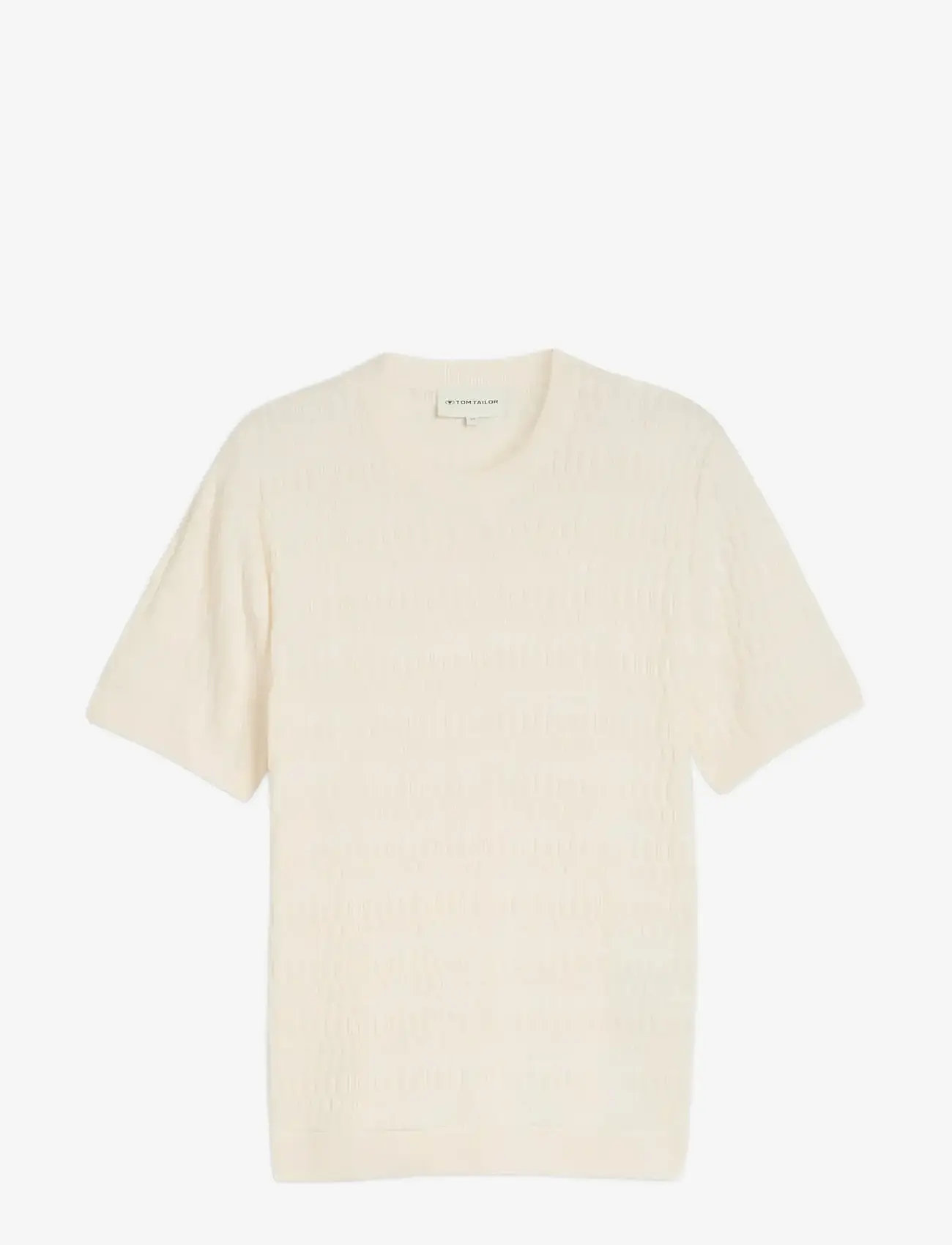 Tom Tailor - knit t-shirt with rib structure - kortærmede t-shirts - gardenia white - 1