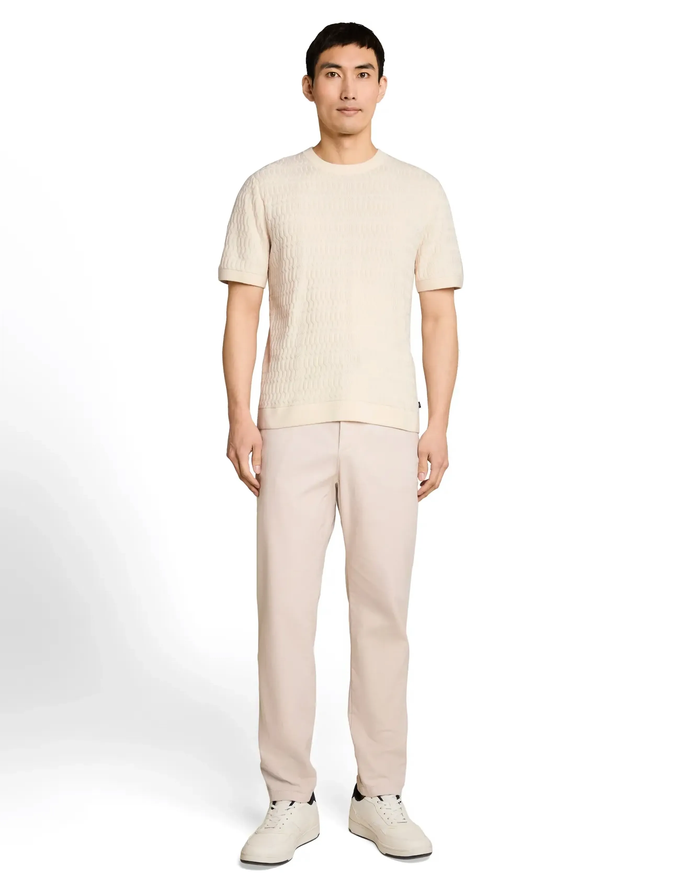 Tom Tailor Knit T-Shirt With Rib Structure, XXL, T-shirts, Creme - Short-sleeved, Männerswear