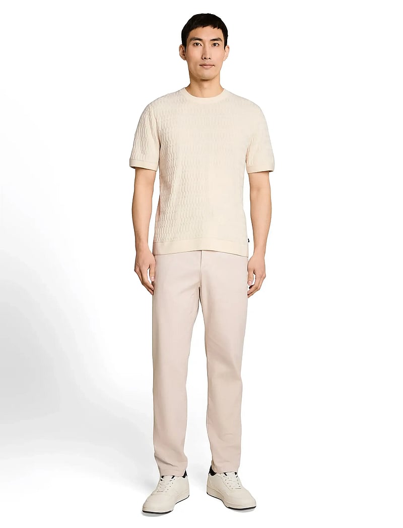Tom Tailor - knit t-shirt with rib structure - kortærmede t-shirts - gardenia white - 0