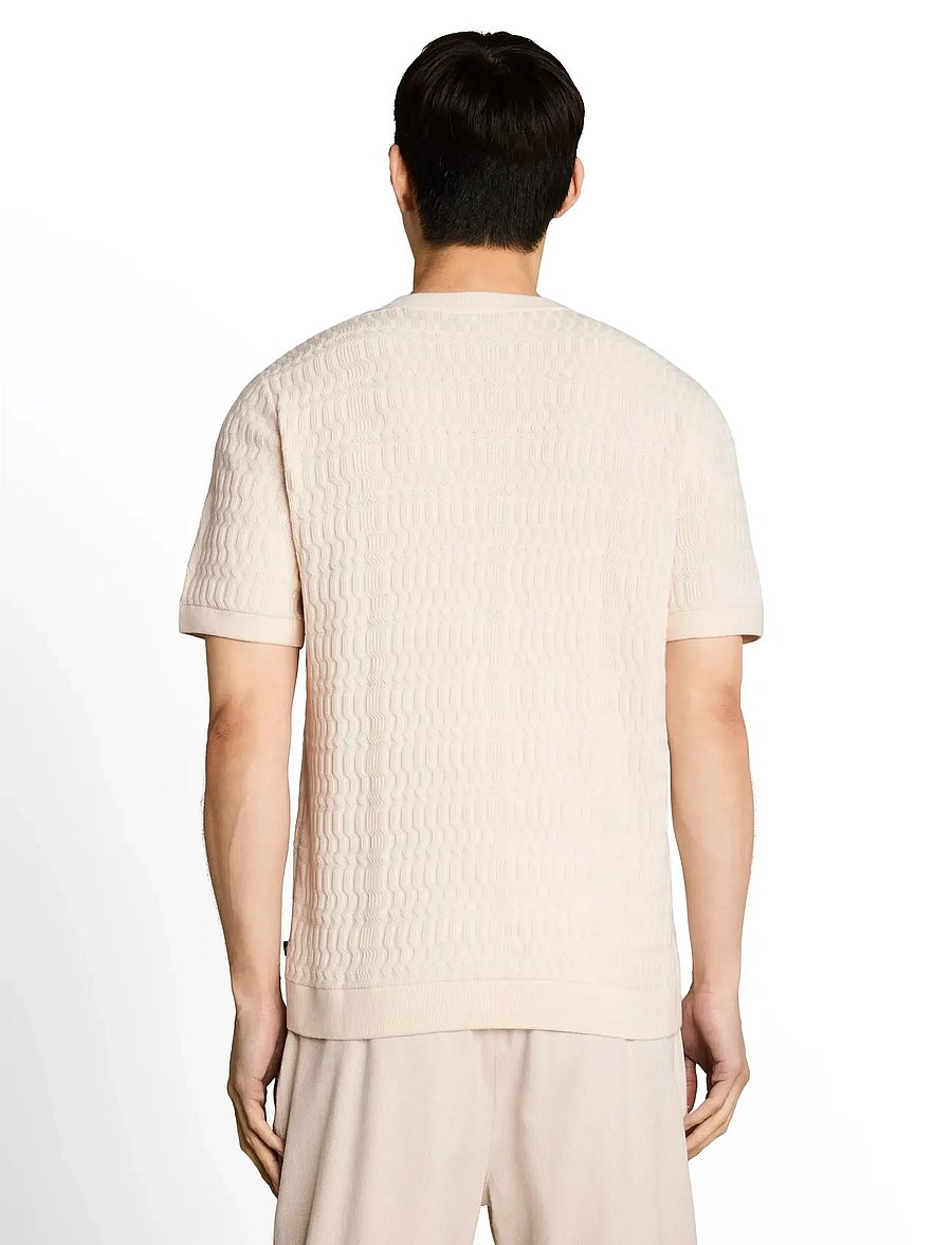 Tom Tailor - knit t-shirt with rib structure - kortärmade t-shirts - gardenia white - 2