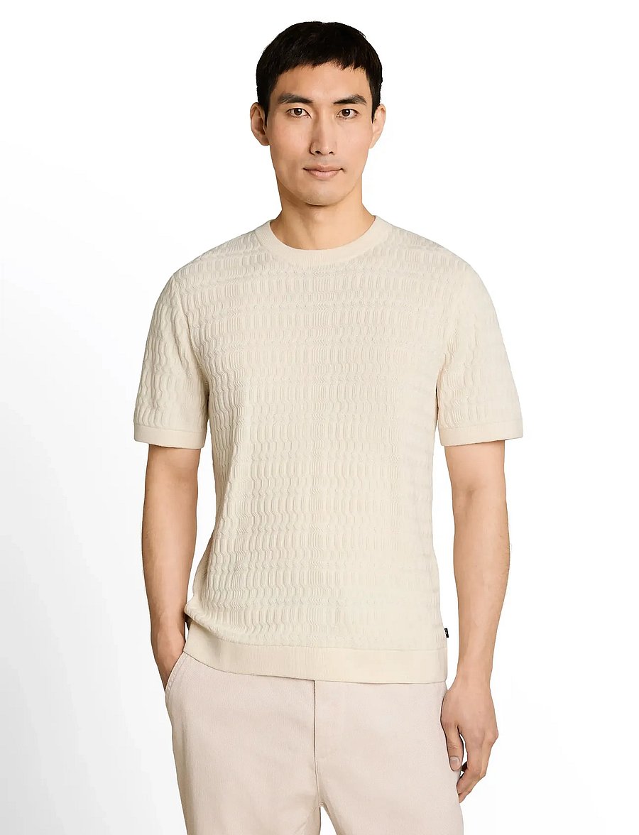 Tom Tailor - knit t-shirt with rib structure - kortärmade t-shirts - gardenia white - 4