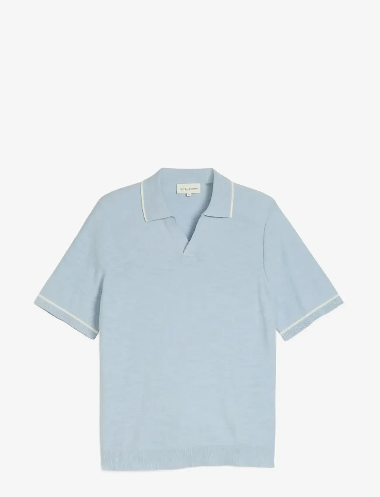 Tom Tailor - slub knit polo - kortärmade pikéer - light blue grey - 1