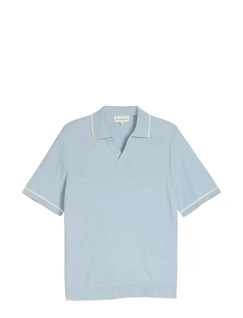 Tom Tailor - slub knit polo - kurzärmelig - light blue grey - 1