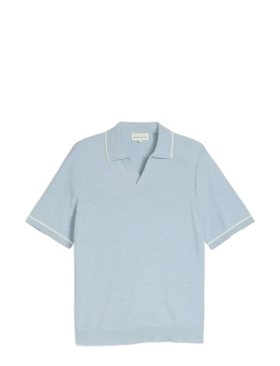Tom Tailor - slub knit polo - kurzärmelig - light blue grey - 1