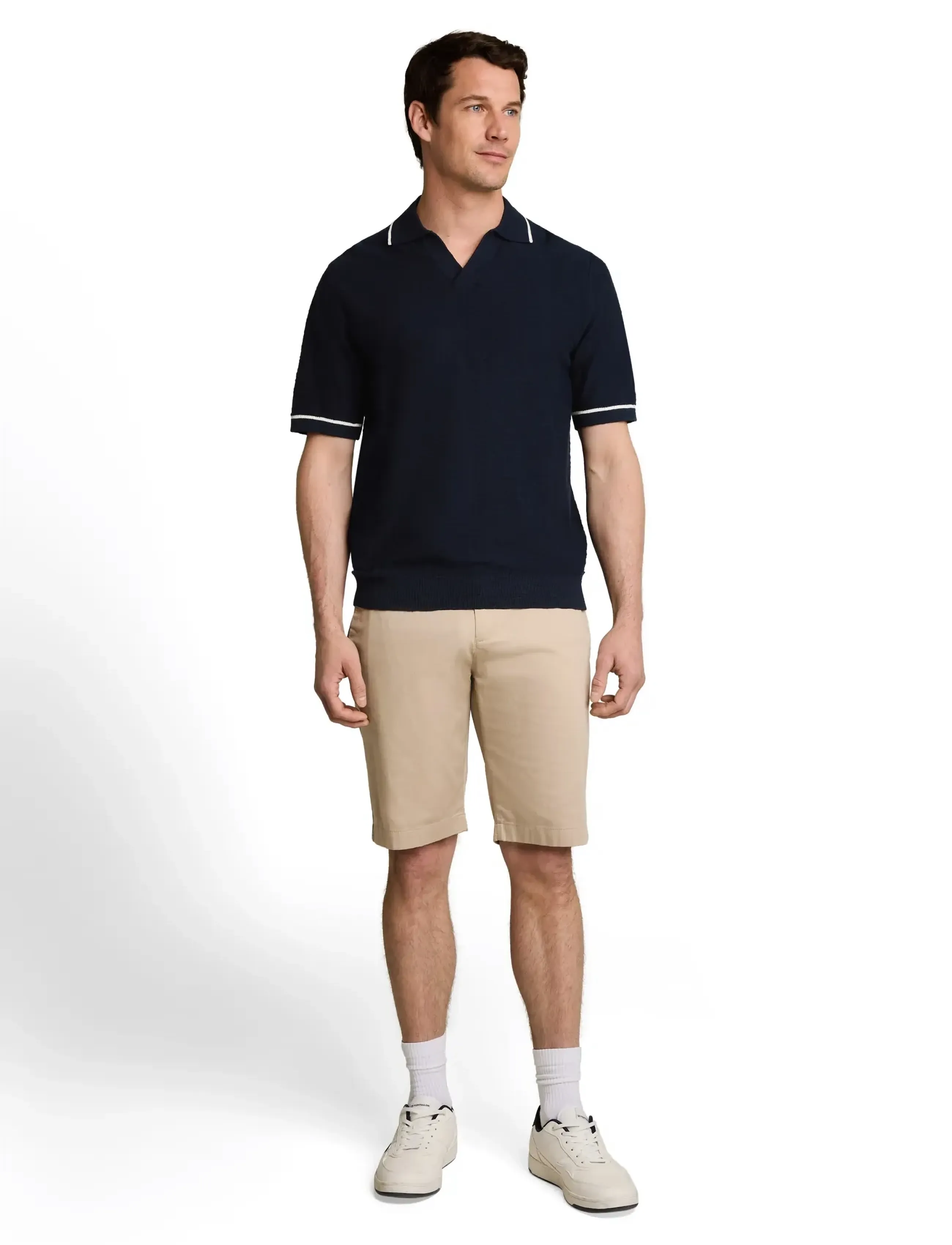 Tom Tailor Slub Knit Polo, S, Polos, Weiß - Short-sleeved, Männerswear