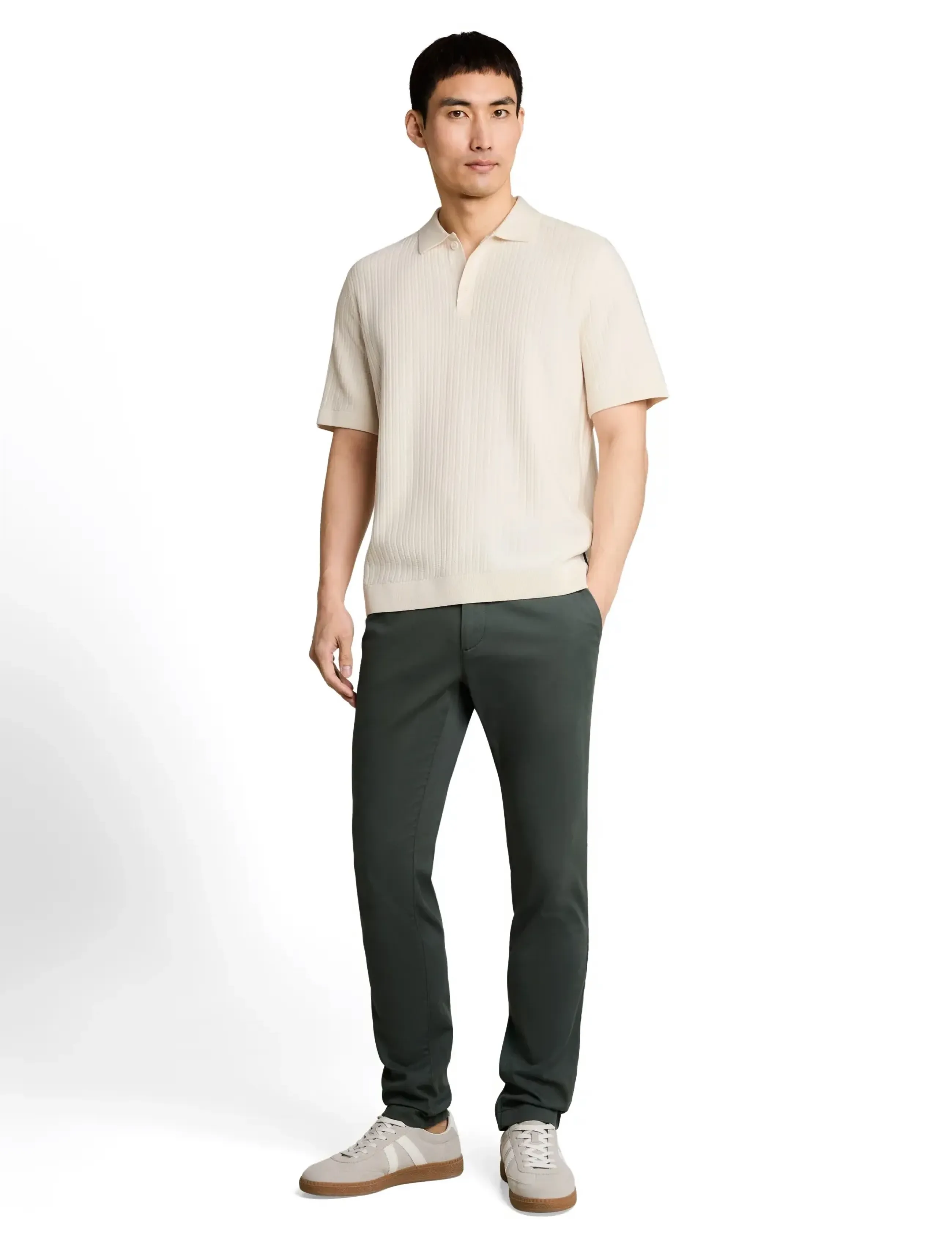 Tom Tailor - structured knit polo - gestrickte polohemden - gardenia white - 0
