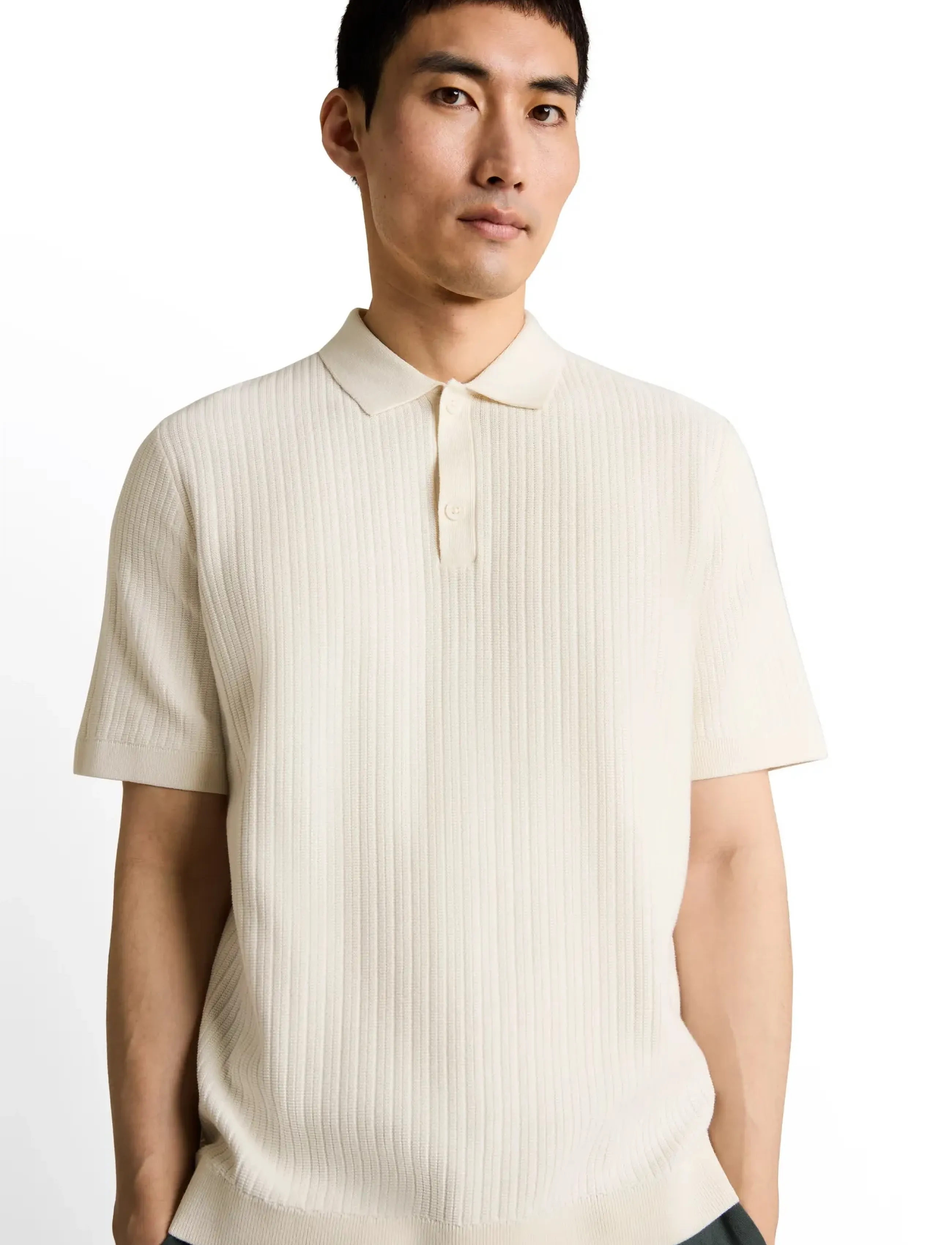 Tom Tailor - structured knit polo - gestrickte polohemden - gardenia white - 3