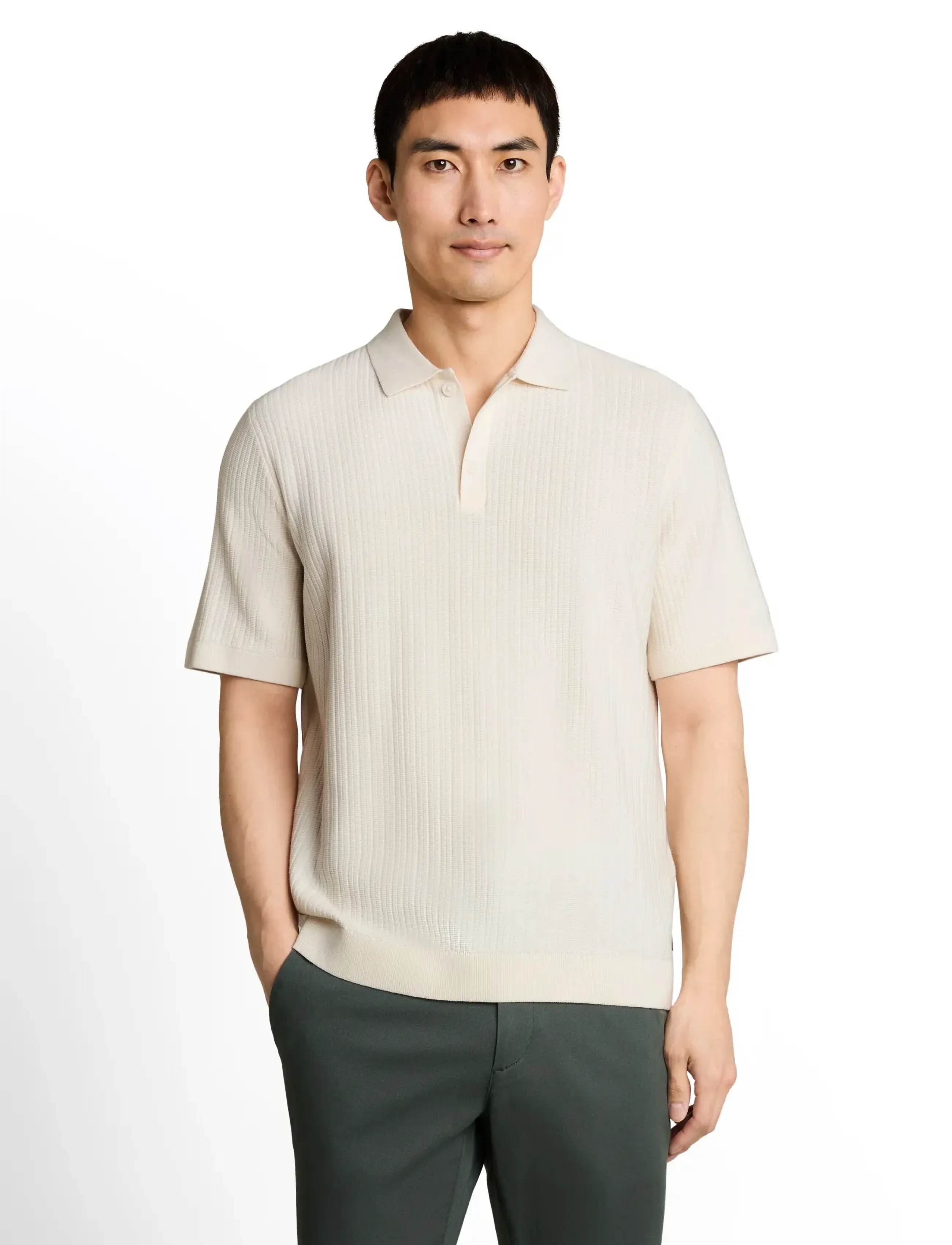Tom Tailor - structured knit polo - gestrickte polohemden - gardenia white - 4