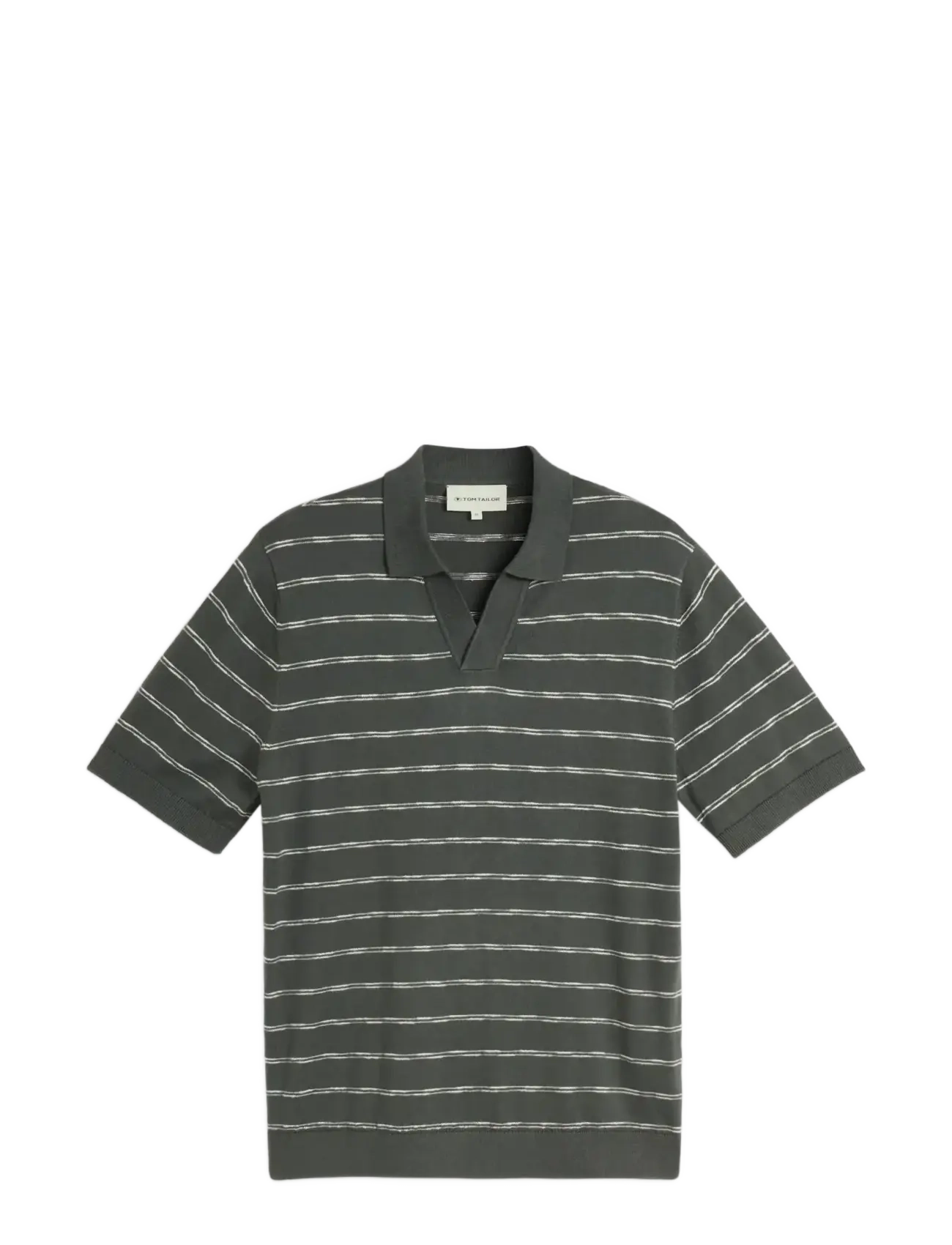 Tom Tailor striped knit polo - Visa allt - DARKEST OLIVE WHITE STRIPE / khaki/green