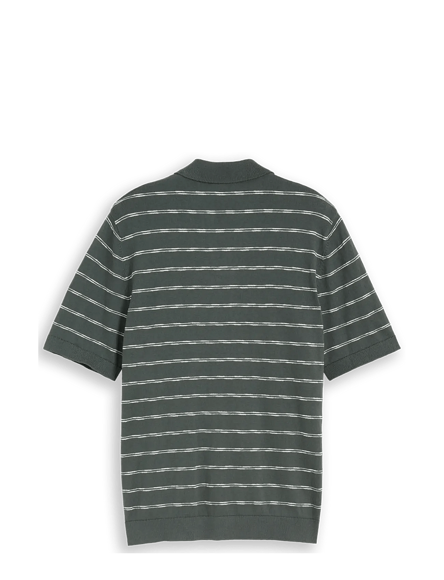 Tom Tailor - striped knit polo - stickade pikéer - darkest olive white stripe - 2