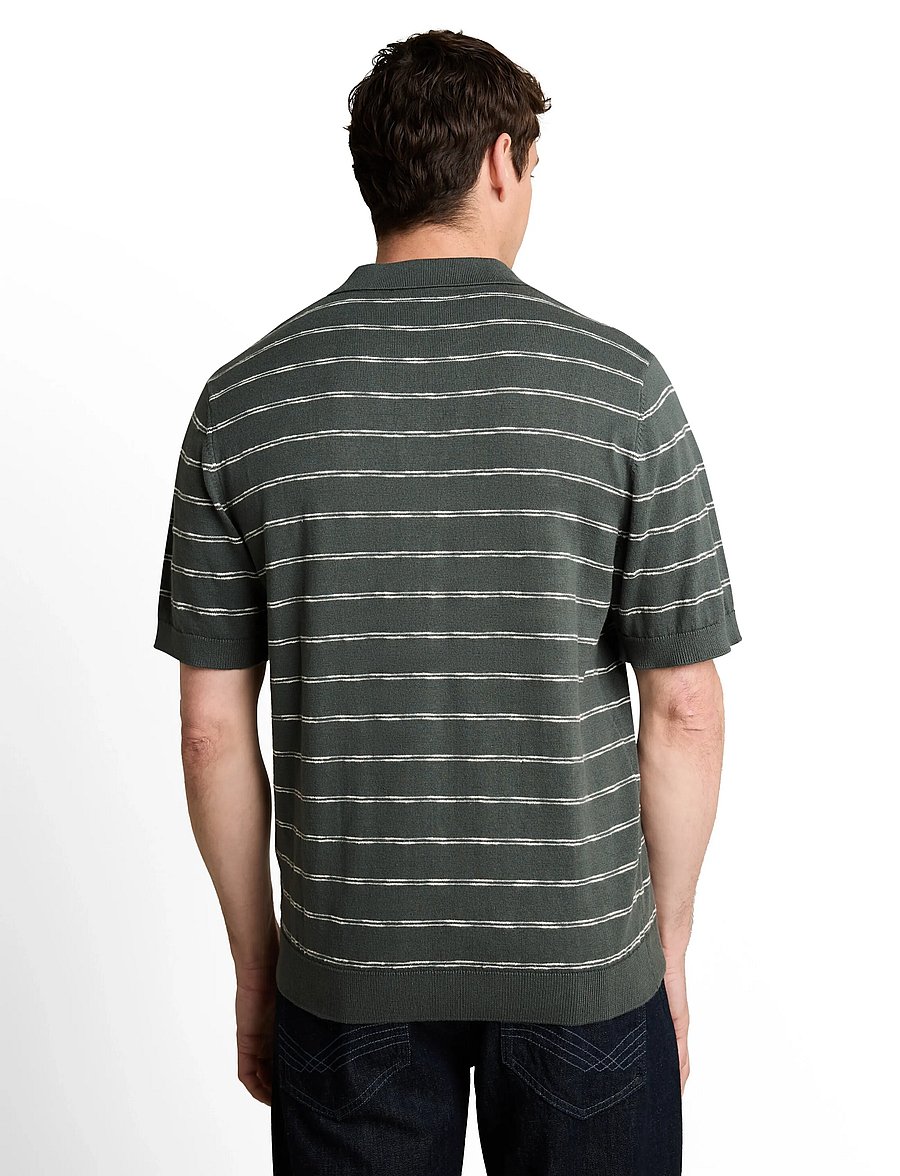 Tom Tailor - striped knit polo - stickade pikéer - darkest olive white stripe - 3