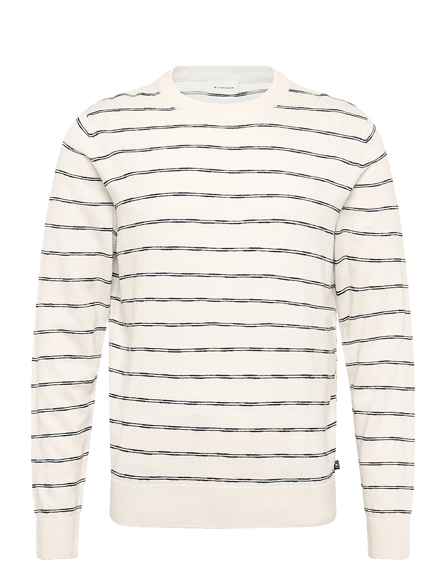 Tom Tailor - striped knit pullover - rundhals - white navy stripe - 1