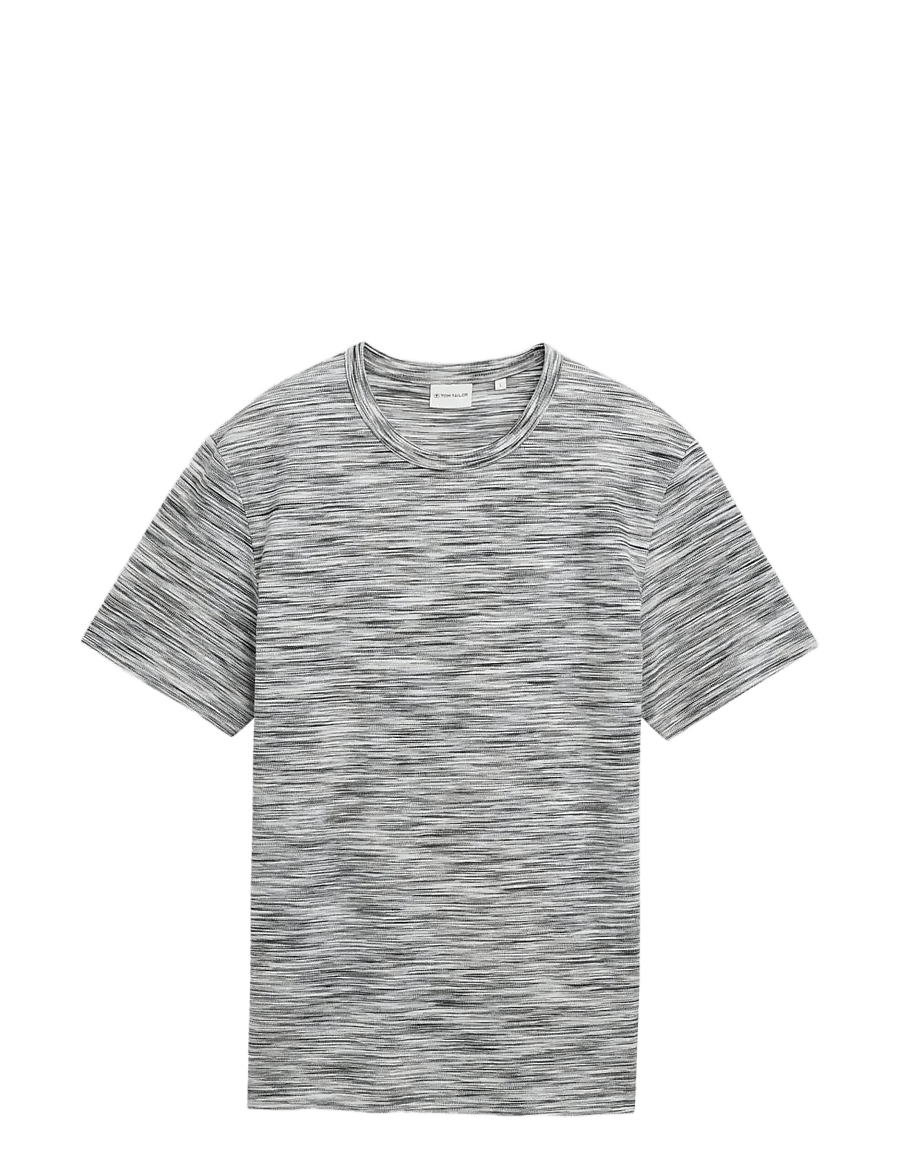 Tom Tailor - multicolored t-shirt - kurzärmelig - white green spacedye pique - 1