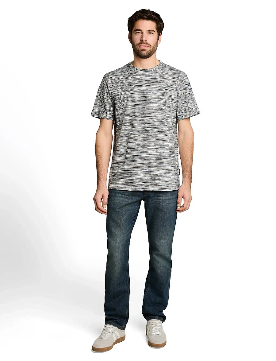 Tom Tailor - multicolored t-shirt - kurzärmelig - white green spacedye pique - 0