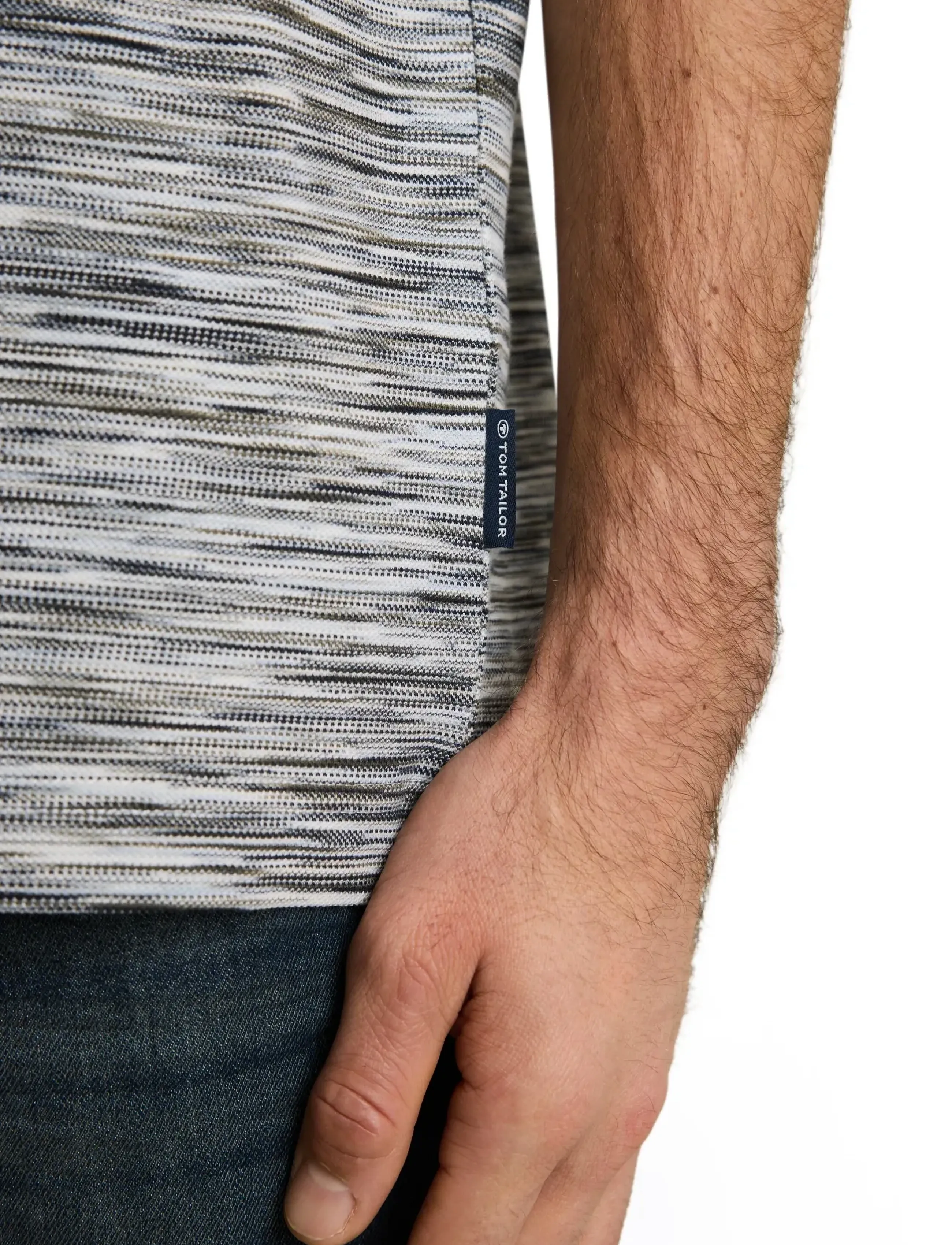 Tom Tailor - multicolored t-shirt - kurzärmelig - white green spacedye pique - 4