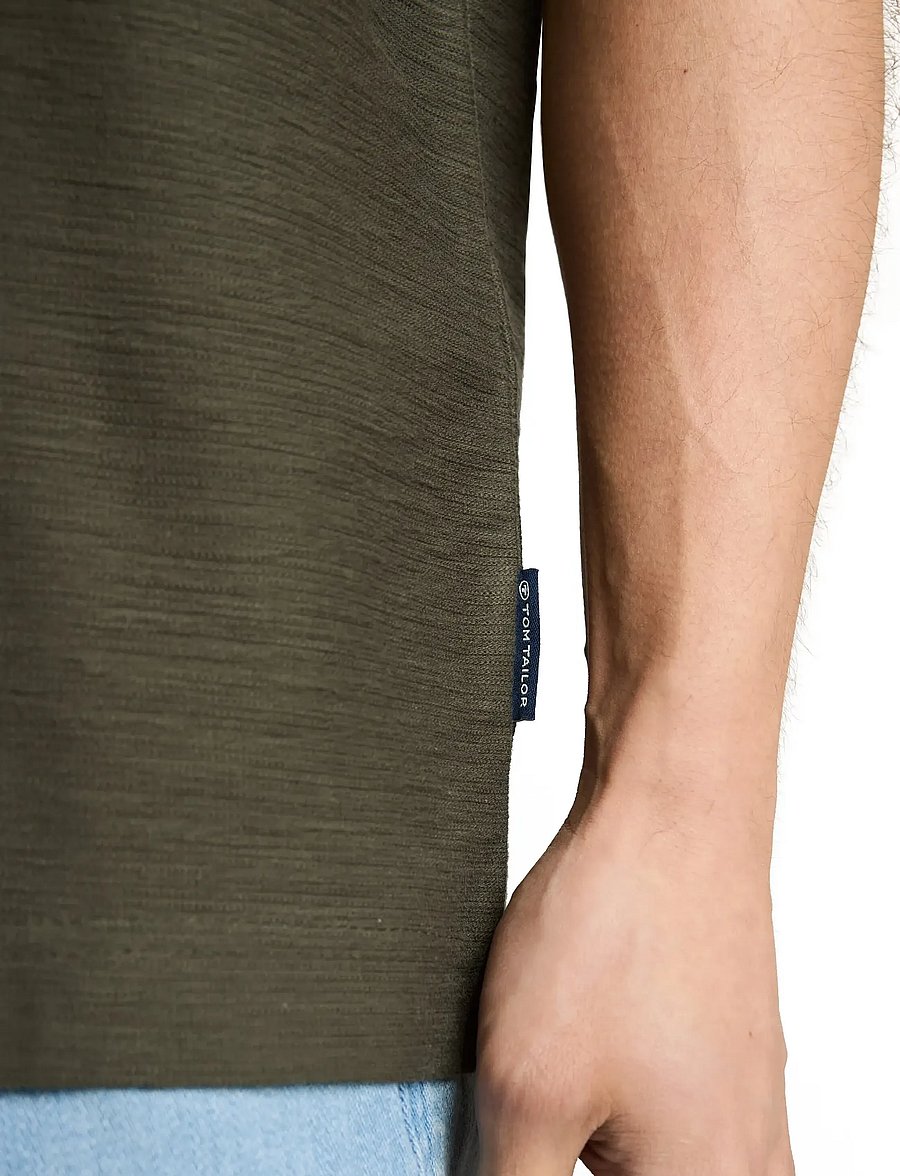 Tom Tailor - structured t-shirt - kortärmade t-shirts - deep leaf green - 4