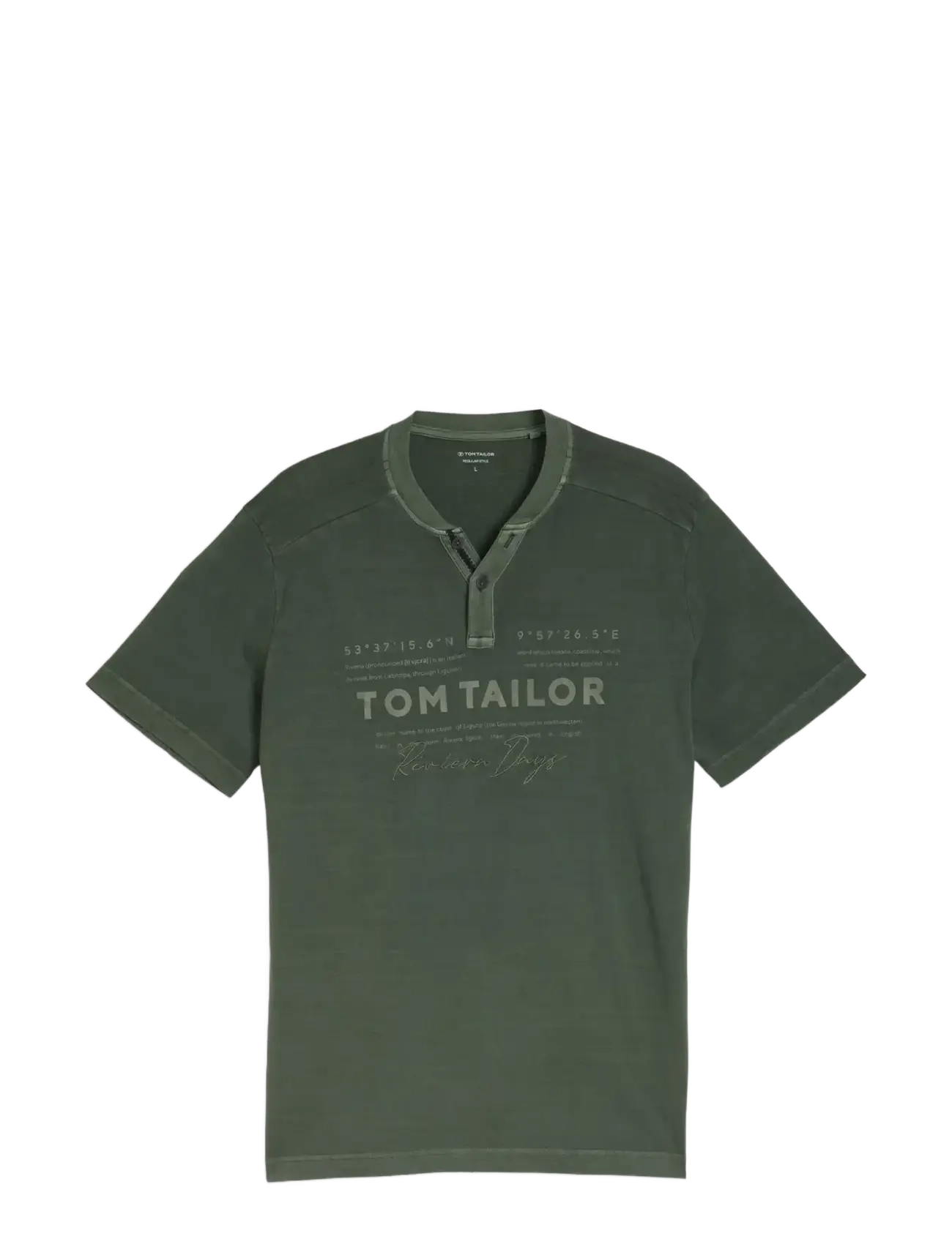 TOM TAILOR Printed Garment Dye Serafino Khaki - L - Herren