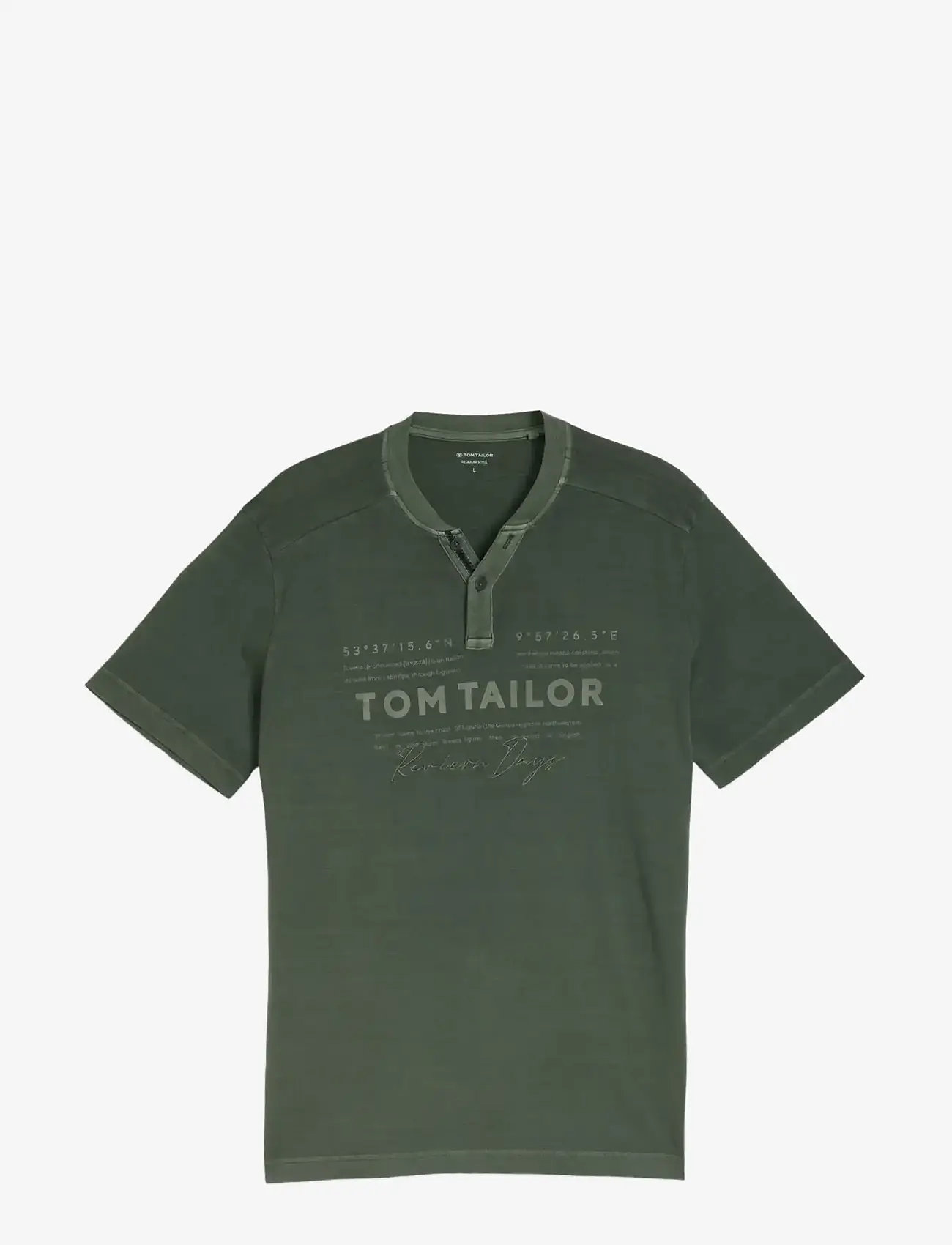 Tom Tailor - printed garment dye serafino - kortærmede t-shirts - deep leaf green - 1
