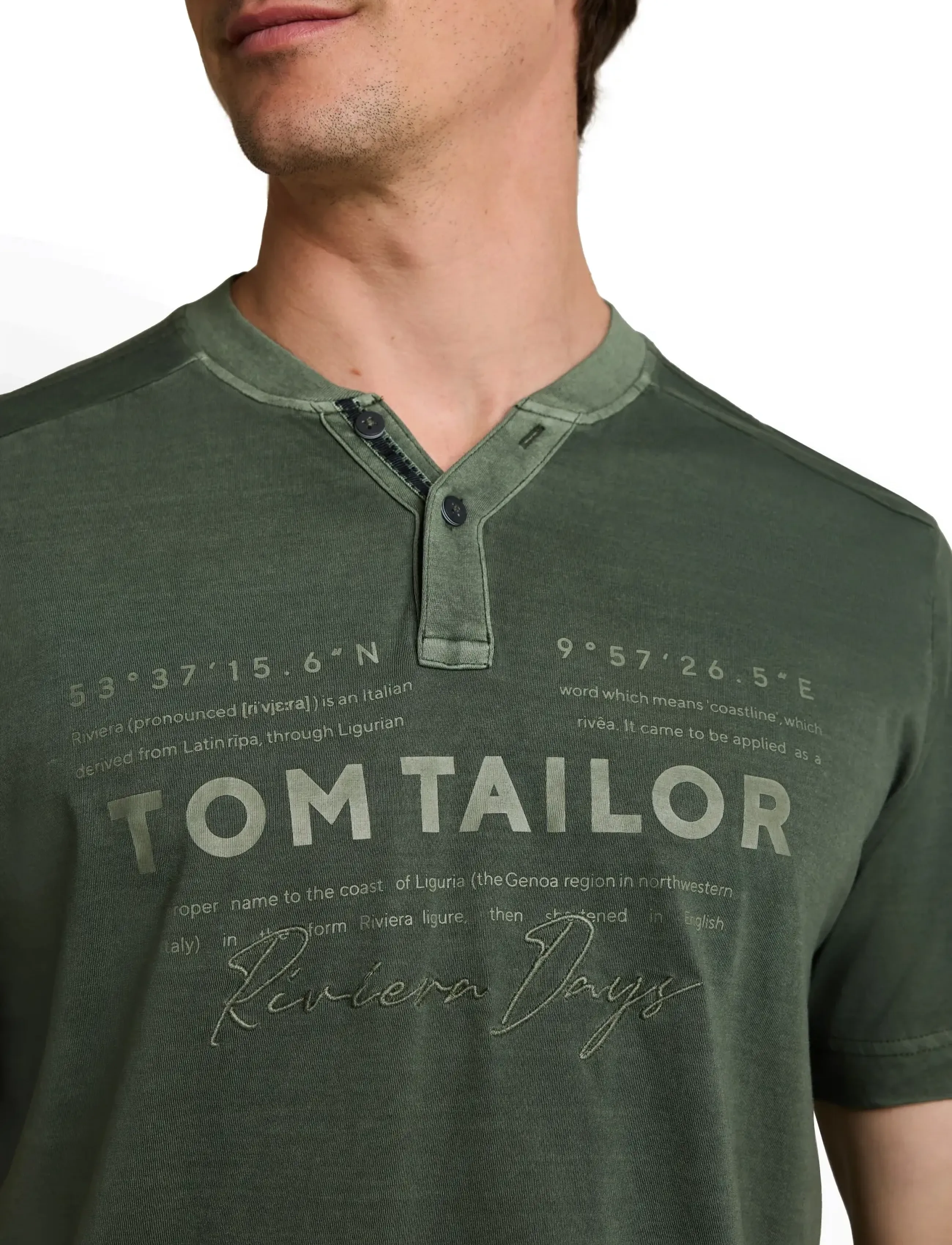 Tom Tailor - printed garment dye serafino - kurzärmelig - deep leaf green - 4