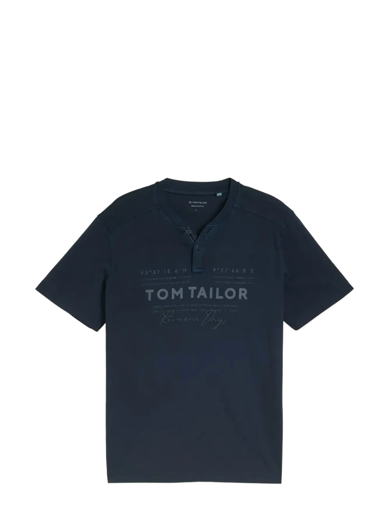 TOM TAILOR Printed Garment Dye Serafino Navy - XXL - Herren