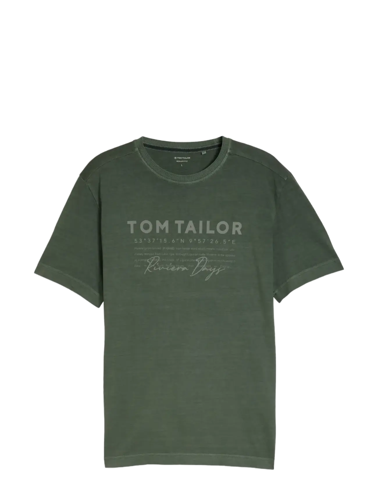 TOM TAILOR Printed Garment Dye T-Shirt Khaki - M - Herren