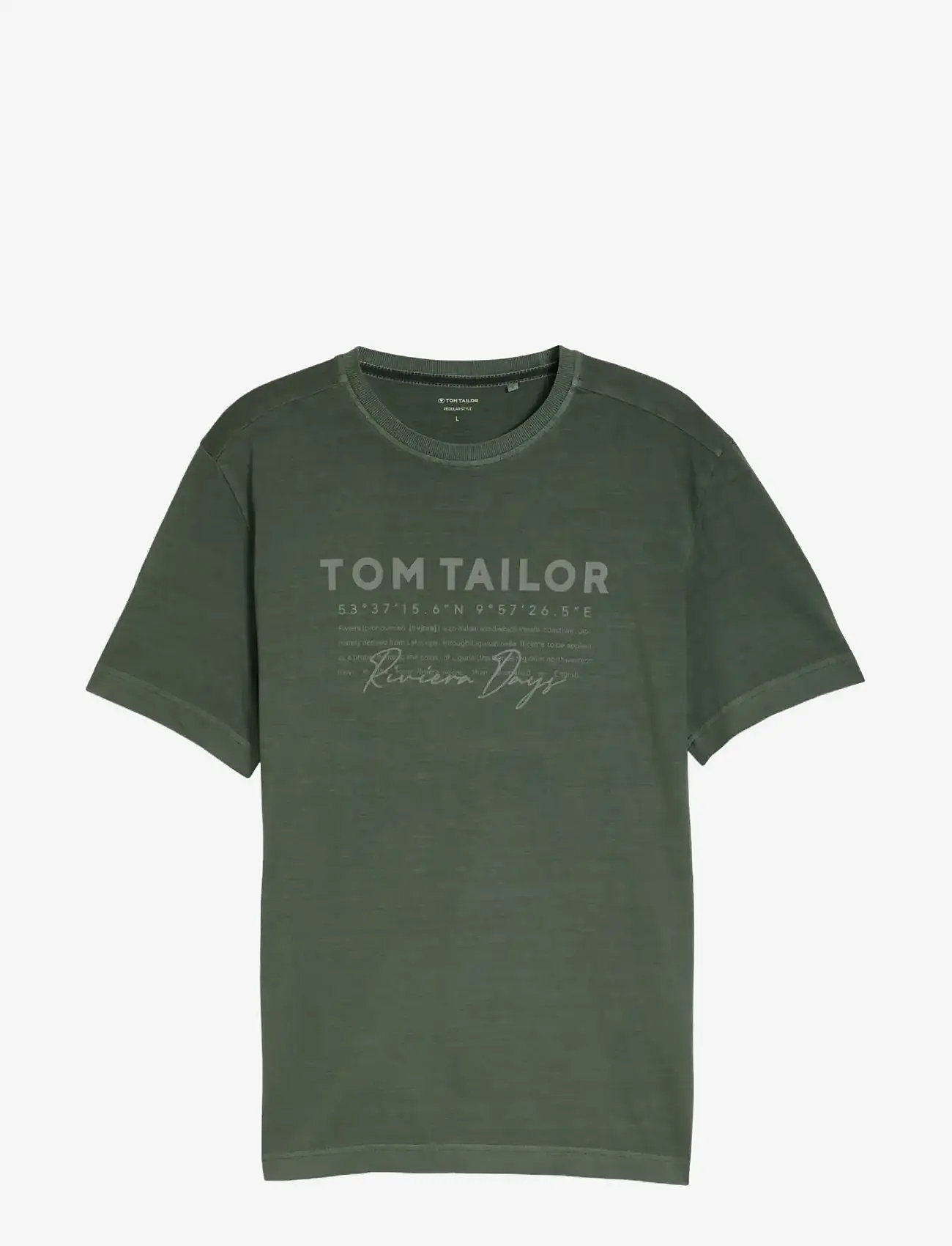 Tom Tailor - printed garment dye t-shirt - kortærmede t-shirts - deep leaf green - 1