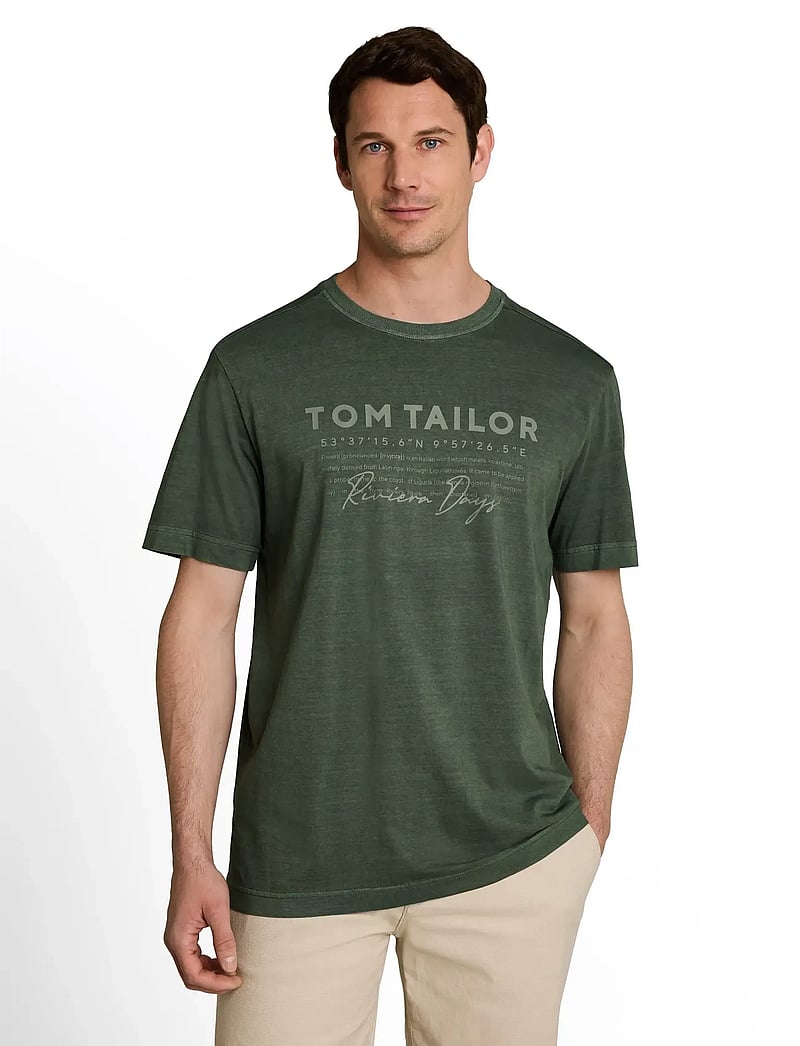 Tom Tailor - printed garment dye t-shirt - kortærmede t-shirts - deep leaf green - 3