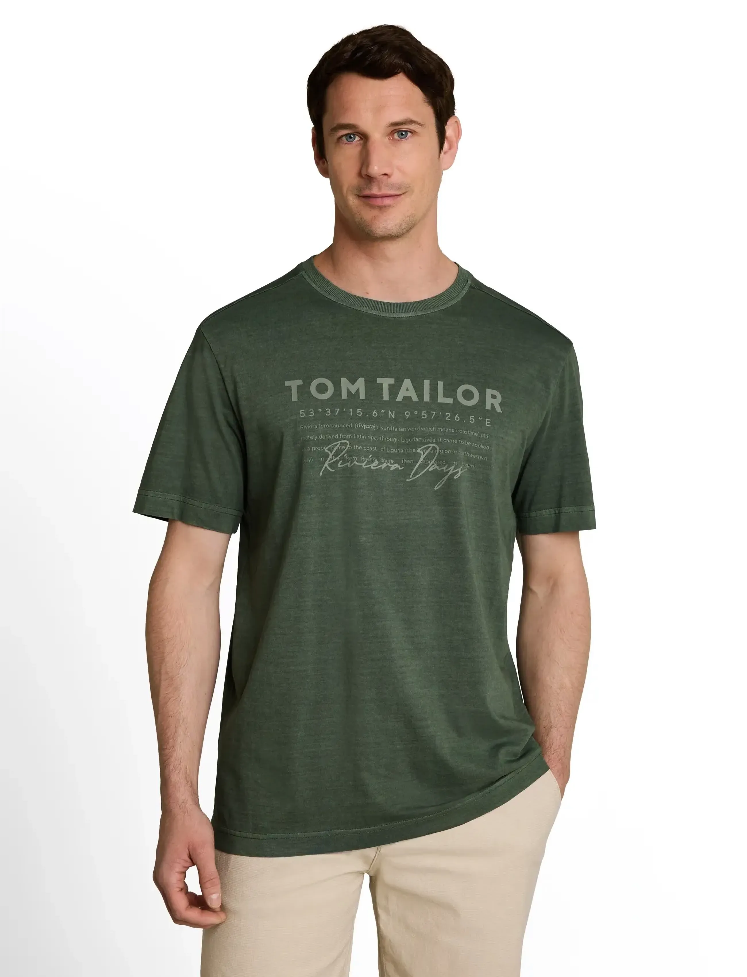 Tom Tailor - printed garment dye t-shirt - kurzärmelig - deep leaf green - 3