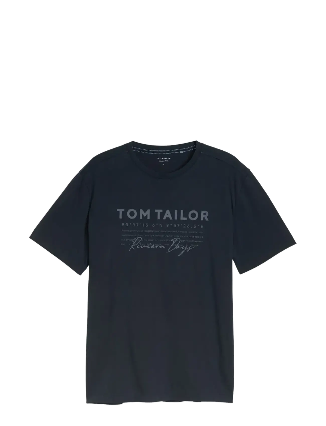 TOM TAILOR Printed Garment Dye T-Shirt Navy - XL - Herren