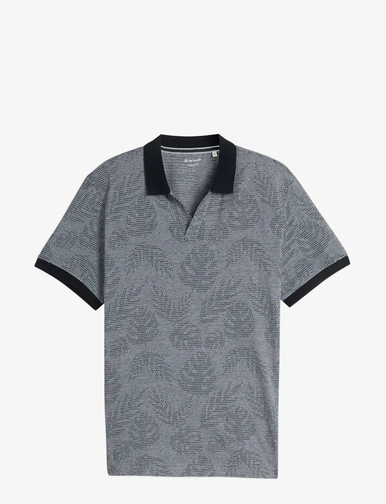 Tom Tailor - jaquard polo - kortærmede poloer - navy leaf jacquard design - 1