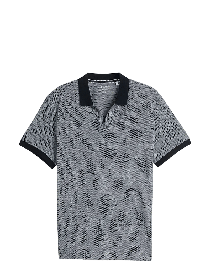 Tom Tailor - jaquard polo - kortærmede poloer - navy leaf jacquard design - 1