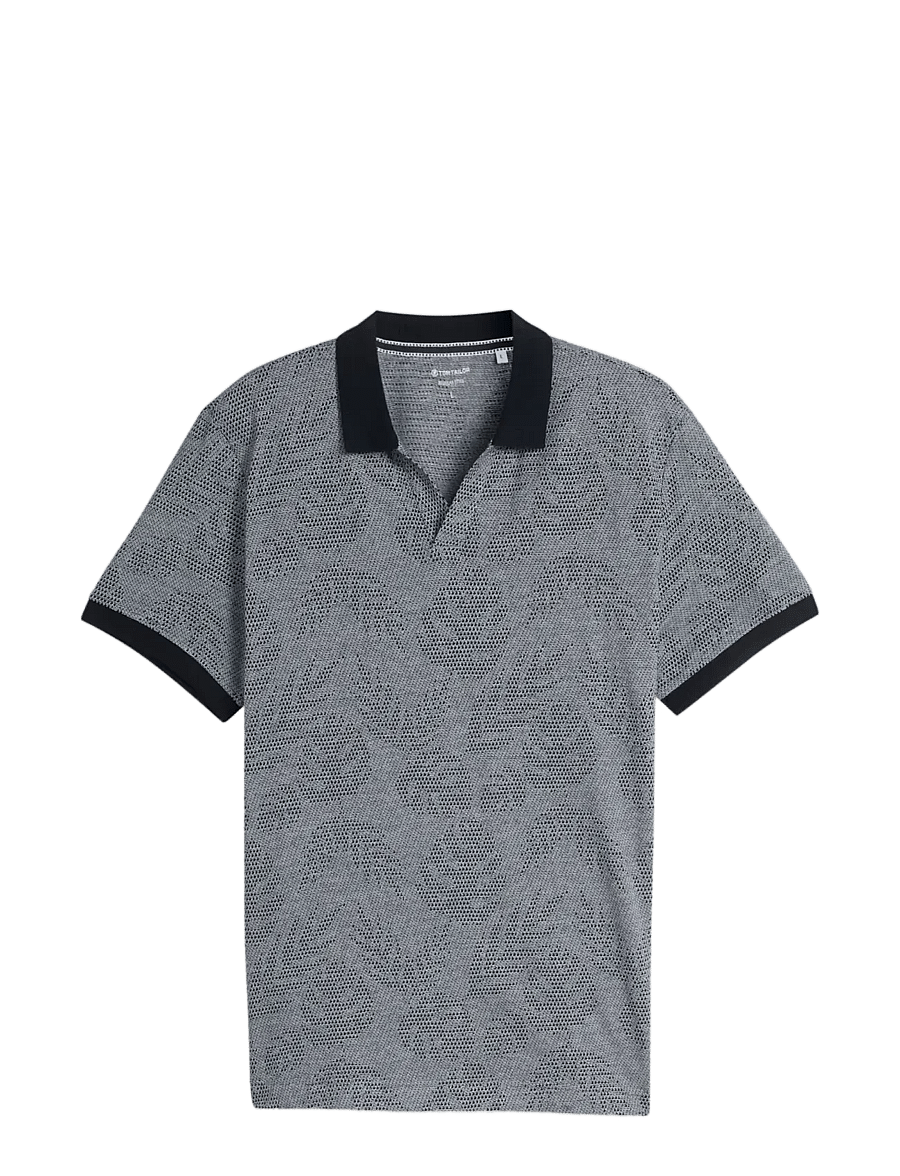 Tom Tailor - jaquard polo - lühikeste varrukatega polod - navy leaf jacquard design - 1