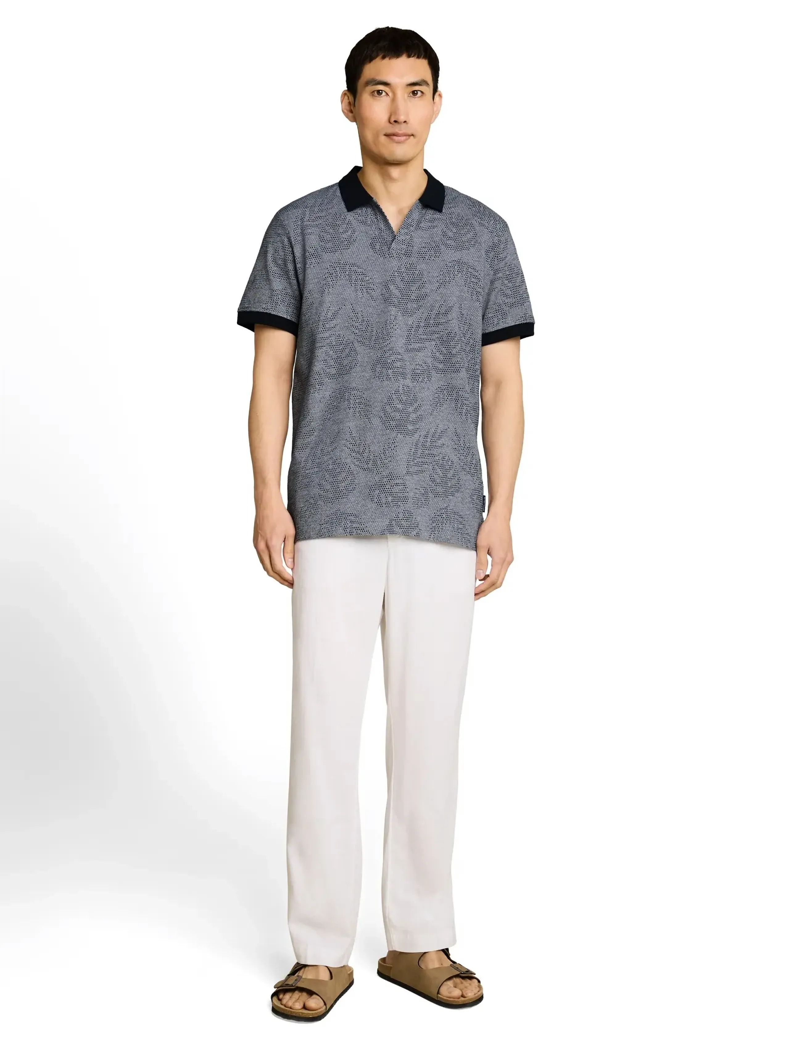 Tom Tailor Jaquard Polo, XL, Multi/patterned, Poloer > Kortærmede, Herre