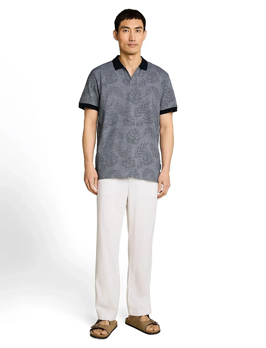 Tom Tailor - jaquard polo - lühikeste varrukatega polod - navy leaf jacquard design - 0