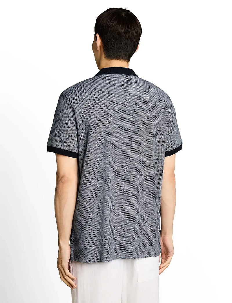 Tom Tailor - jaquard polo - kortærmede poloer - navy leaf jacquard design - 2