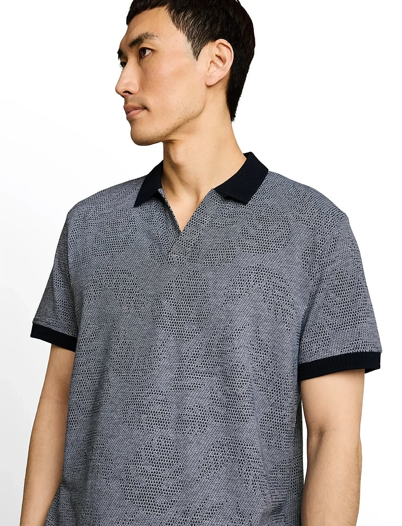 Tom Tailor - jaquard polo - kortærmede poloer - navy leaf jacquard design - 4