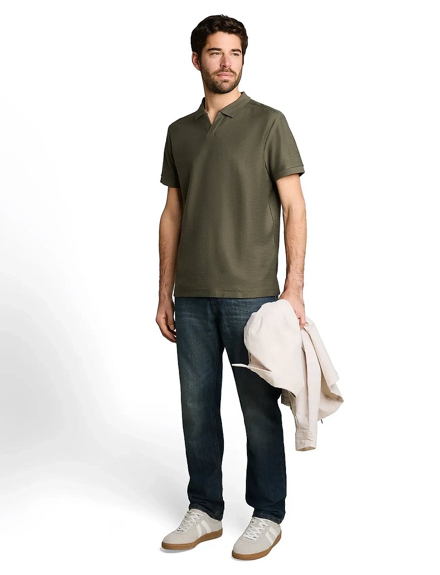 Tom Tailor - structured resort collar polo - short-sleeved polos - deep leaf green - 0