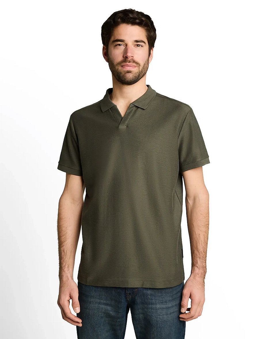 Tom Tailor - structured resort collar polo - short-sleeved polos - deep leaf green - 3