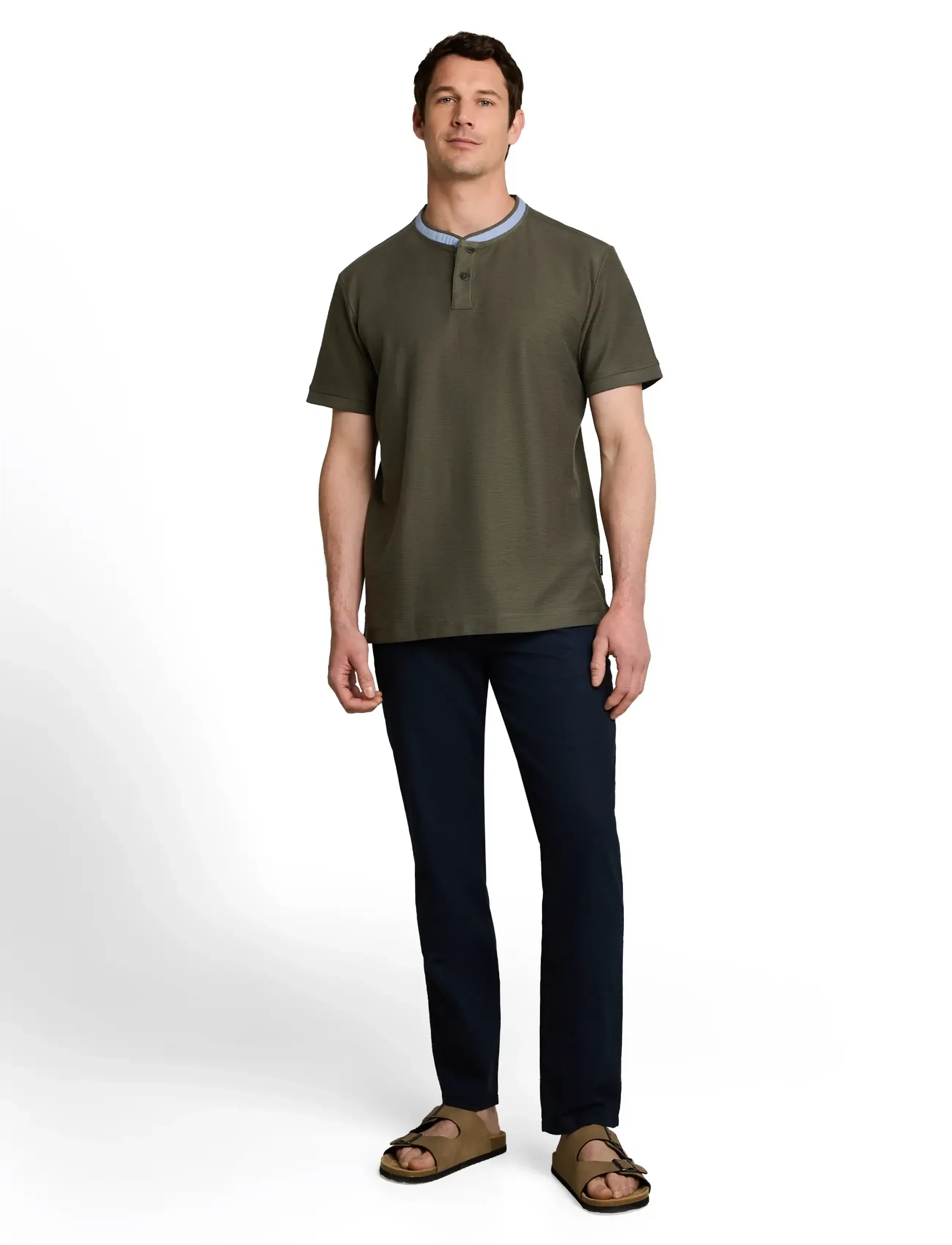 Tom Tailor Structured Polo, M, Khaki green, Poloer > Kortærmede, Herre