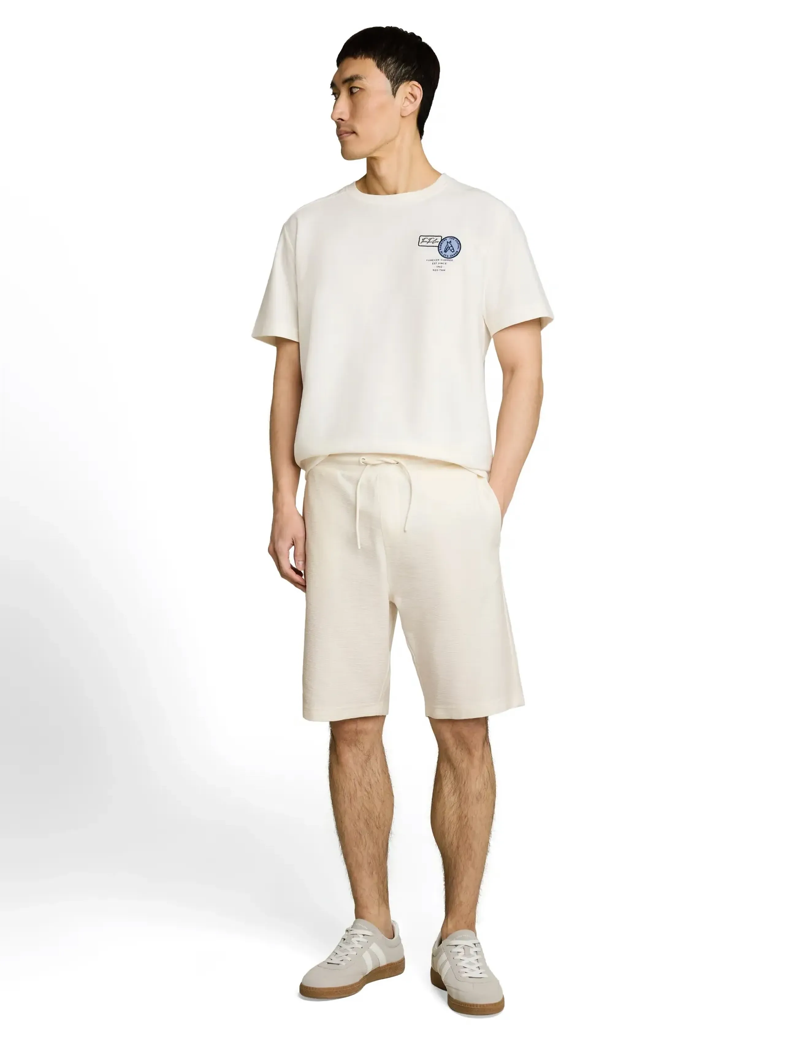 Tom Tailor Structured Shorts, L, Cream, Shorts > Svedeshorts, Herre